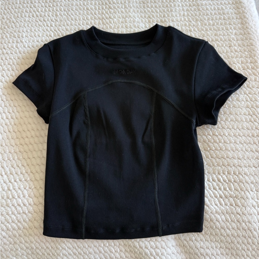 Monday Swimwear Black Ribbed Crop Top